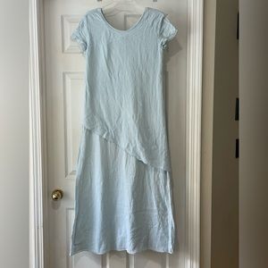 Color Me Cotton ( CMC ) 100% Cotton Sz M asymmetrical Baby Blue Maxi Dress EUC